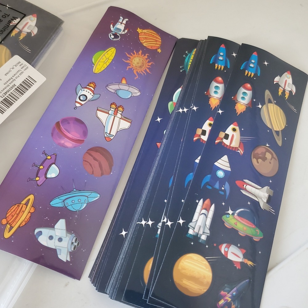 Jetec 1300 Pcs Space Stickers Bulk Pack Rockets Planets UFOs Teacher Rewards